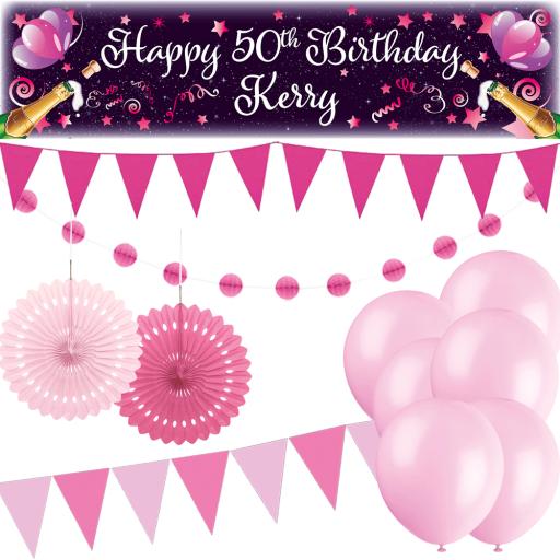 Personalised Party At Home Kit - Celebrate Pink