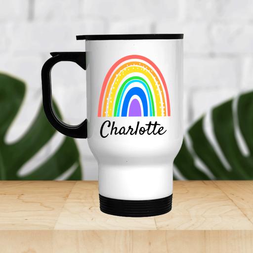 Rainbow Personalised Travel Mug
