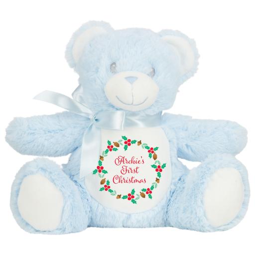 First Christmas Blue Bear Plush Soft Toy