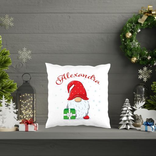 Personalised Christmas Gnome Cushion
