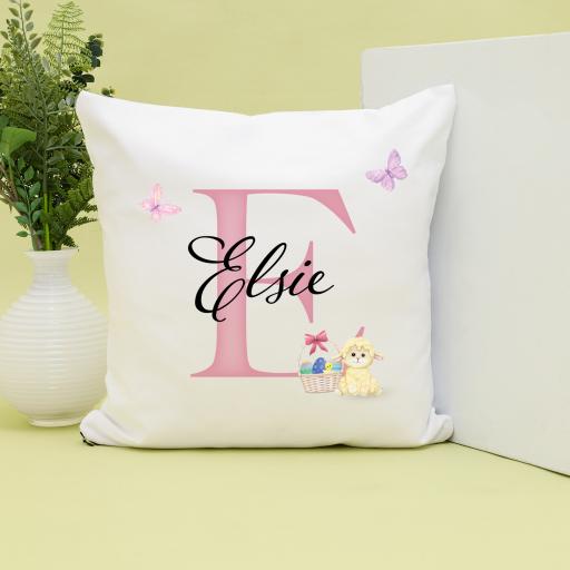 Personalised Pink Easter Cushion