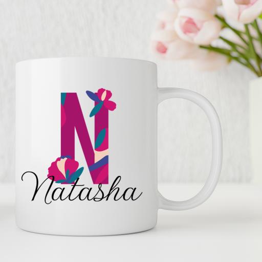 Personalised Initial Flower Mug
