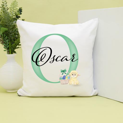 Personalised Green Easter Cushion