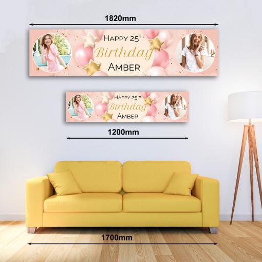 Personalised Banner - Pink Balloons Photo Banner