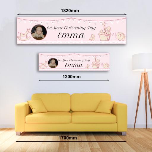 Personalised Banner - Christening Banner Pink