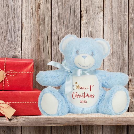 1st Christmas Blue Bear Plush Soft Toy