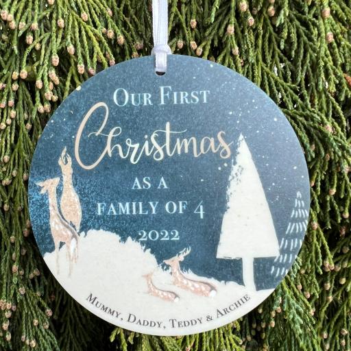 Personalised First Christmas as a Family of 3, 4, 5 Tree Decoration