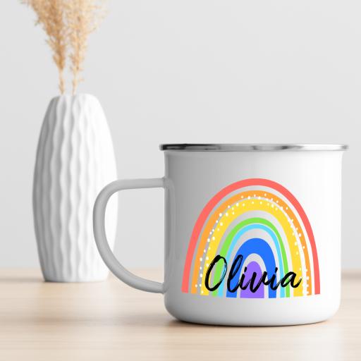 Personalised Rainbow Enamel Mug