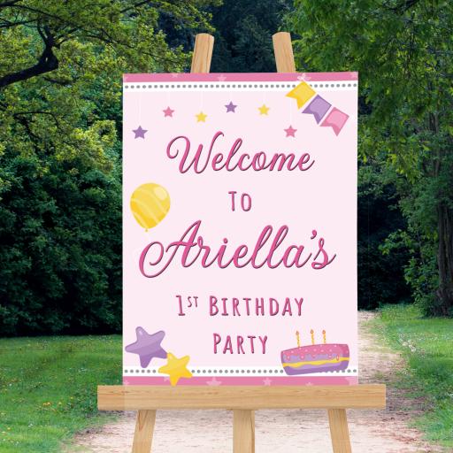 Personalised 1st Birthday Girl Welcome Sign