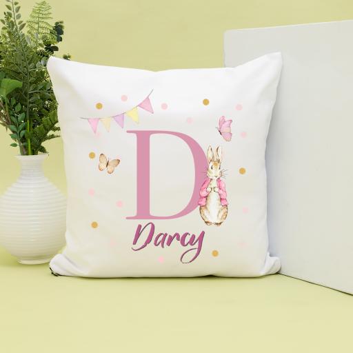 Personalised Pink Easter Bunny Cushion