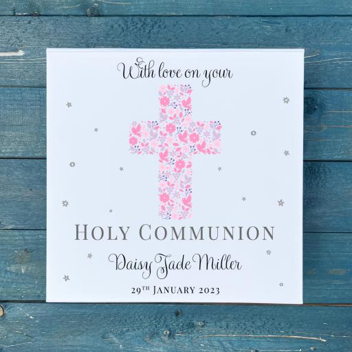 Personalised Holy Communion Keepsake Memory Box - Pink
