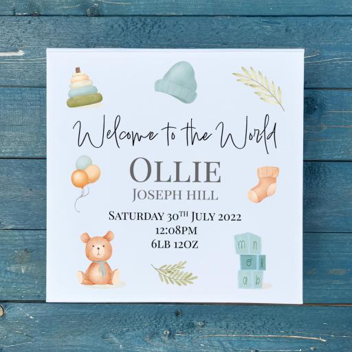 Personalised New Baby Boy Keepsake Memory Box