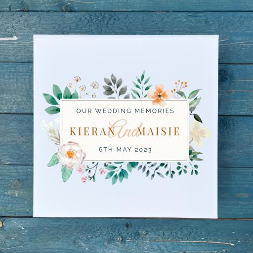Personalised Flower Border Wedding Memory Gift Box